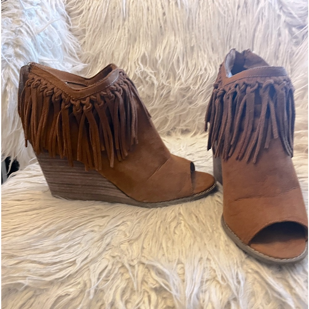 Blowfish peep toe wedge booties